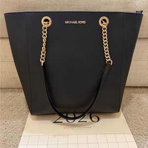 Michael Kors Black Tote with Gold Accents